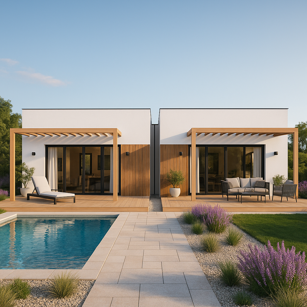 Ilustración de dos adosados