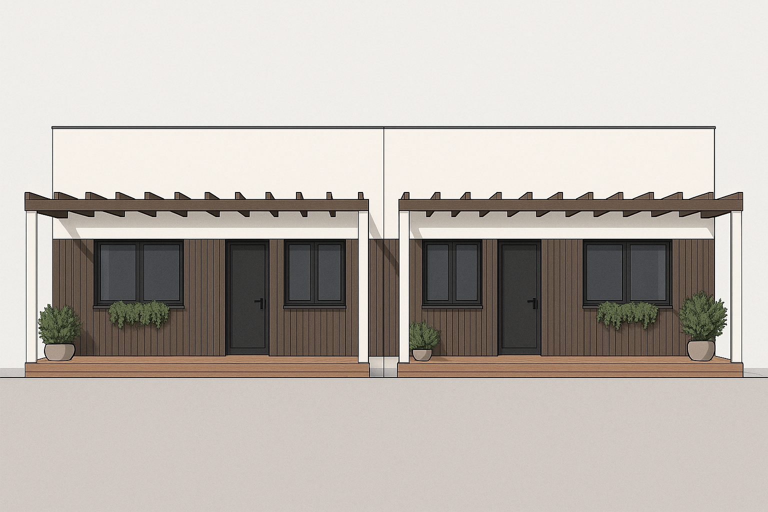 Fachada principal del adosado